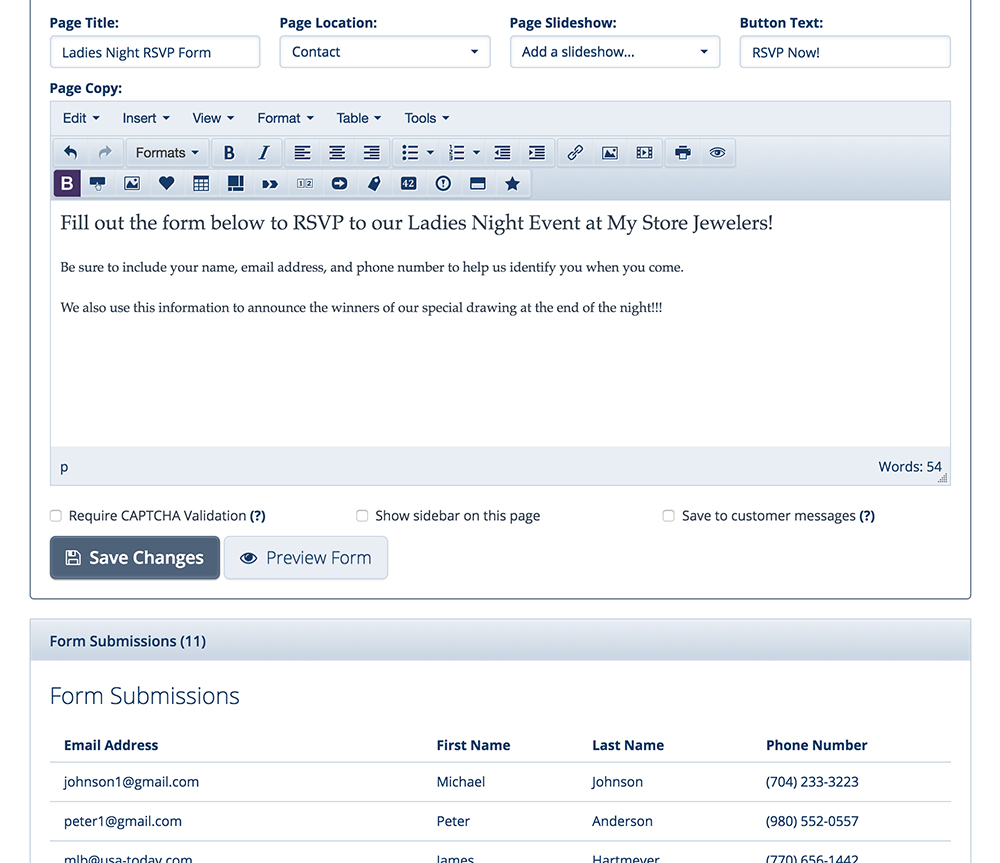 Save Your Customer Form Submissions