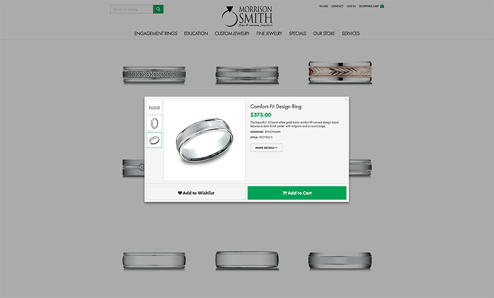 jewelry product grid for retail jewelry websites